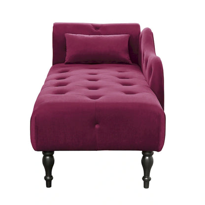 Chaise longue moderne 60.6 en velours capitonné avec pieds en bois massif et clous décoratifs