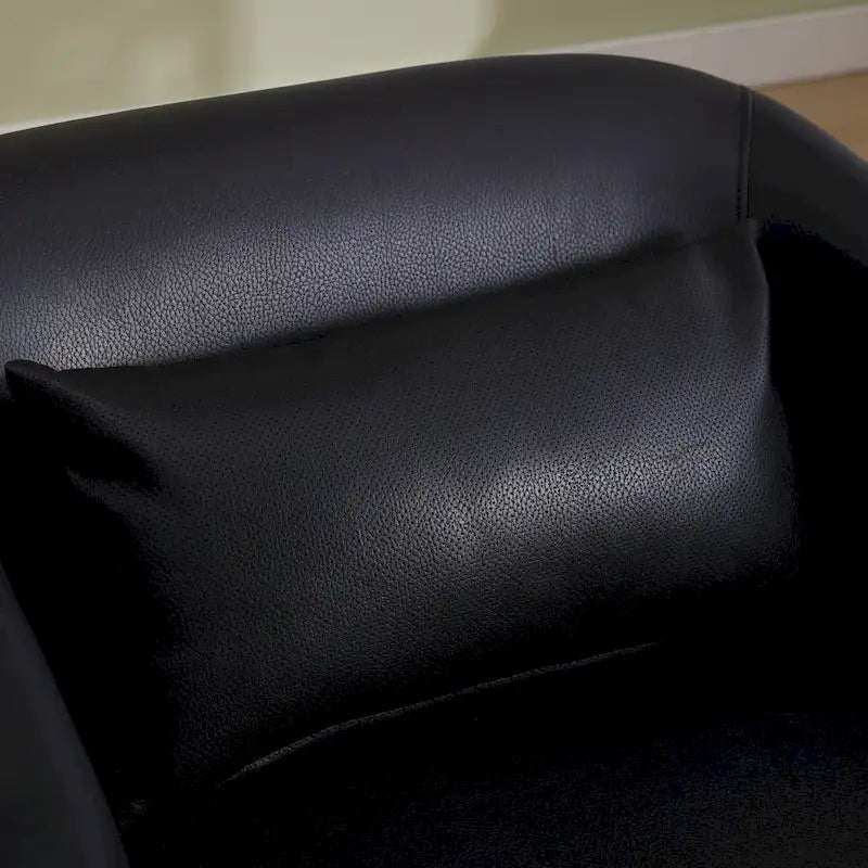 Fauteuil pivotant à 360° moderne en polyuréthane noir de 80 cm (31,5 pouces) avec piètement en métal, idéal pour le salon.