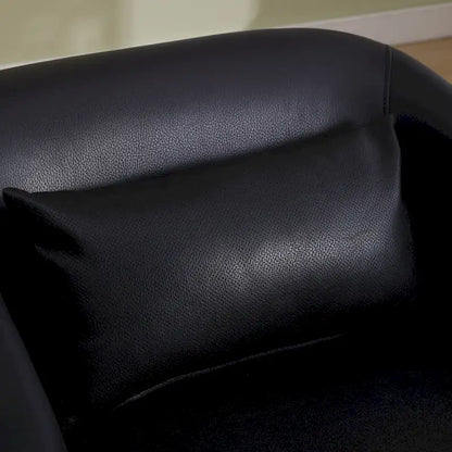 Fauteuil pivotant à 360° moderne en polyuréthane noir de 80 cm (31,5 pouces) avec piètement en métal, idéal pour le salon.