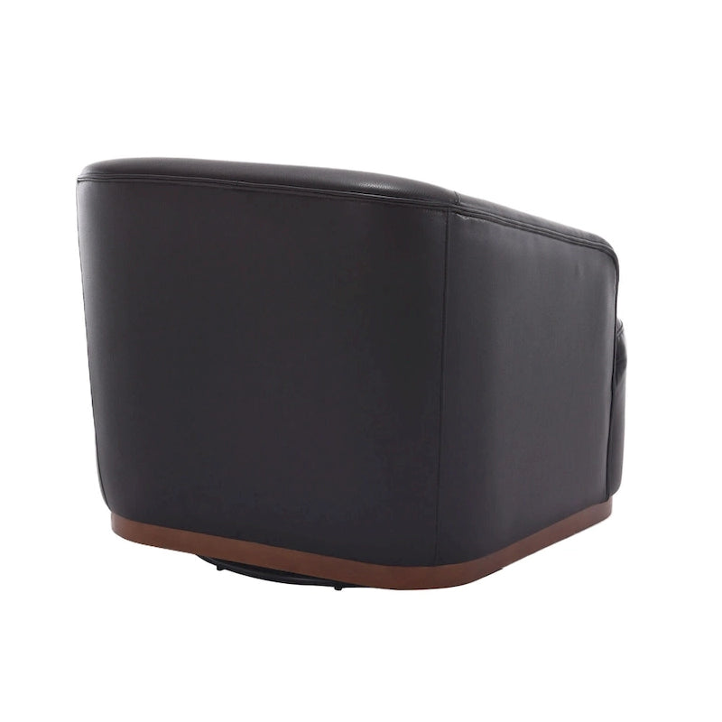 Fauteuil pivotant à 360° moderne en polyuréthane noir de 80 cm (31,5 pouces) avec piètement en métal, idéal pour le salon.