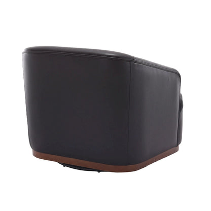 Fauteuil pivotant à 360° moderne en polyuréthane noir de 80 cm (31,5 pouces) avec piètement en métal, idéal pour le salon.