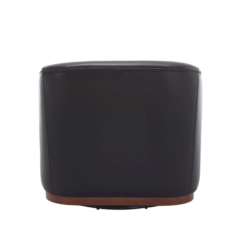 Fauteuil pivotant à 360° moderne en polyuréthane noir de 80 cm (31,5 pouces) avec piètement en métal, idéal pour le salon.