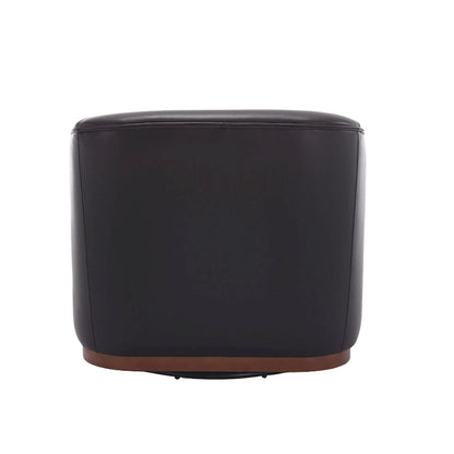 Fauteuil pivotant à 360° moderne en polyuréthane noir de 80 cm (31,5 pouces) avec piètement en métal, idéal pour le salon.