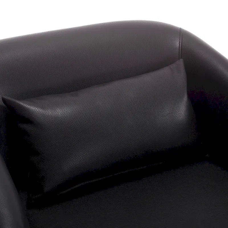 Fauteuil pivotant à 360° moderne en polyuréthane noir de 80 cm (31,5 pouces) avec piètement en métal, idéal pour le salon.