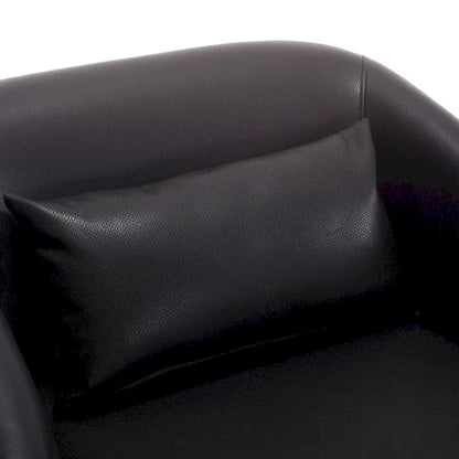Fauteuil pivotant à 360° moderne en polyuréthane noir de 80 cm (31,5 pouces) avec piètement en métal, idéal pour le salon.
