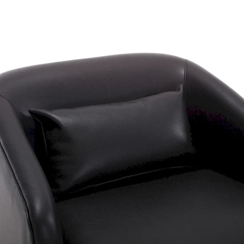 Fauteuil pivotant à 360° moderne en polyuréthane noir de 80 cm (31,5 pouces) avec piètement en métal, idéal pour le salon.