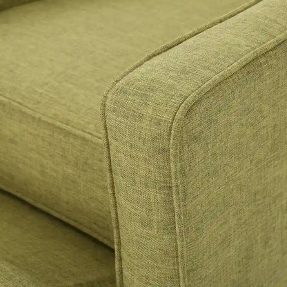 Fauteuil inclinable rembourré en tissu vert style milieu du siècle avec repose-pieds, dossier capitonné, pieds en bois de hêtre