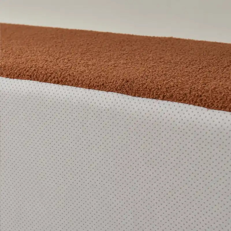 Canapé d'angle modulable 5 places en forme de L avec méridienne, revêtu d'un tissu sherpa doux en laine d'agneau.