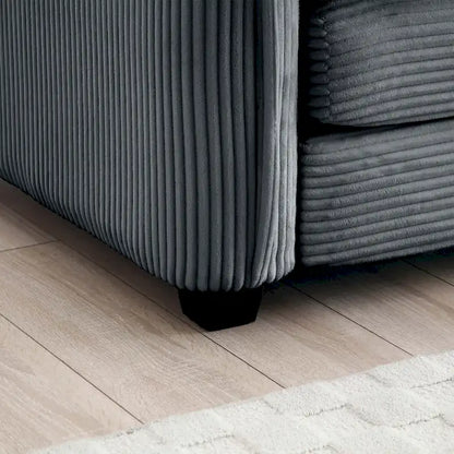 Canapé d'angle modulable 4 places en velours côtelé gris 150, 6 coussins et combinaison offerte