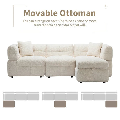 Canapé d'angle 4 places en tissu 87,7 avec pouf amovible, 2 ports USB et 2 coussins lombaires, idéal pour le salon