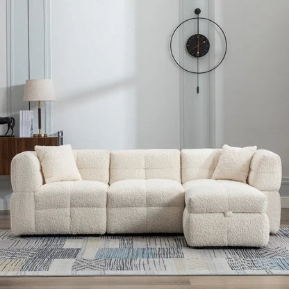 Canapé d'angle 4 places en tissu 87,7 avec pouf amovible, 2 ports USB et 2 coussins lombaires, idéal pour le salon