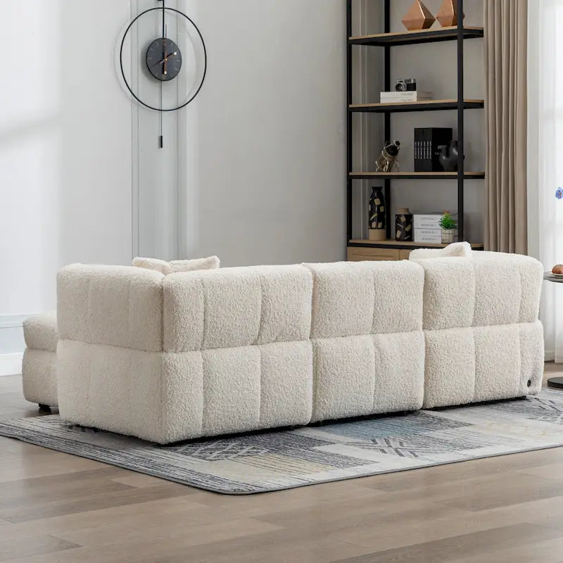 Canapé d'angle 4 places en tissu 87,7 avec pouf amovible, 2 ports USB et 2 coussins lombaires, idéal pour le salon