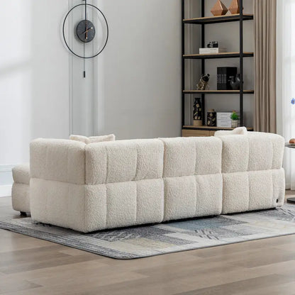 Canapé d'angle 4 places en tissu 87,7 avec pouf amovible, 2 ports USB et 2 coussins lombaires, idéal pour le salon
