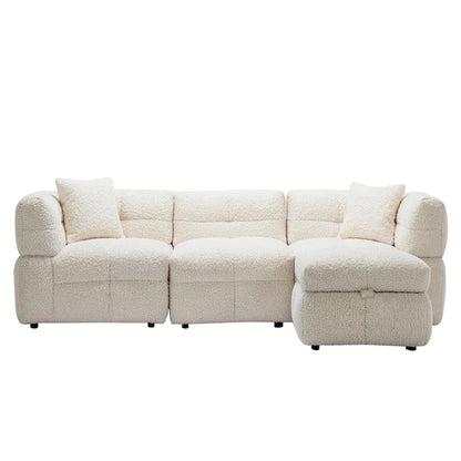 Canapé d'angle 4 places en tissu 87,7 avec pouf amovible, 2 ports USB et 2 coussins lombaires, idéal pour le salon
