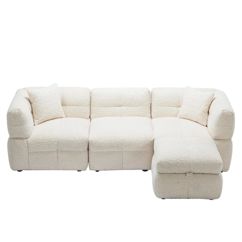 Canapé d'angle 4 places en tissu 87,7 avec pouf amovible, 2 ports USB et 2 coussins lombaires, idéal pour le salon