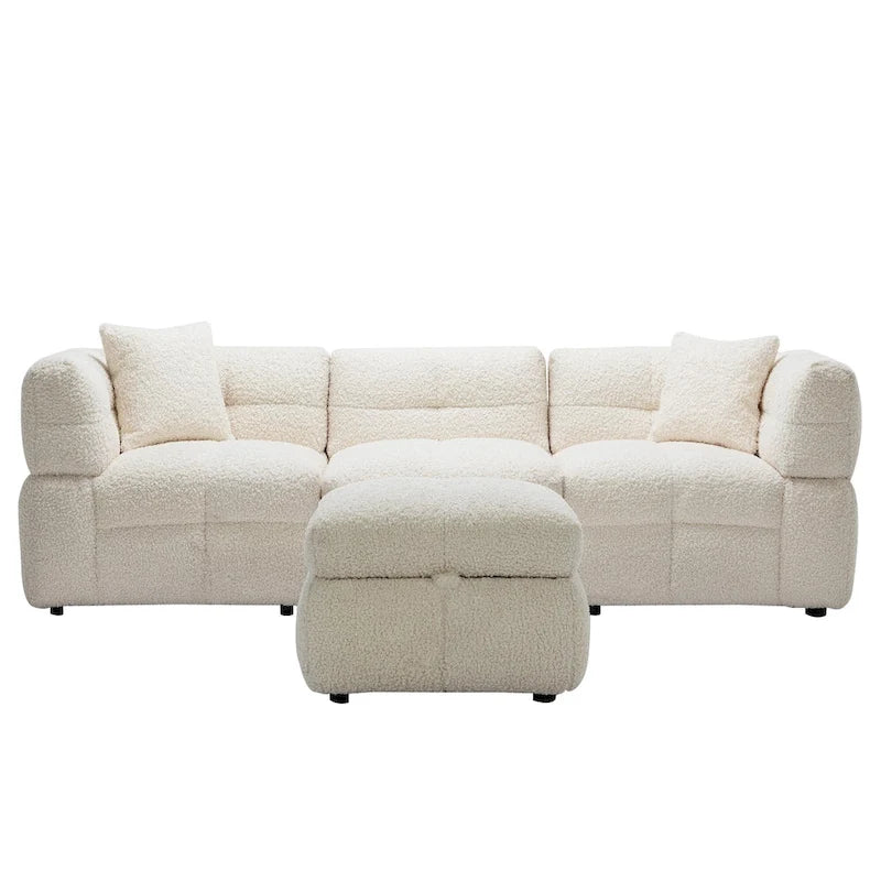 Canapé d'angle 4 places en tissu 87,7 avec pouf amovible, 2 ports USB et 2 coussins lombaires, idéal pour le salon