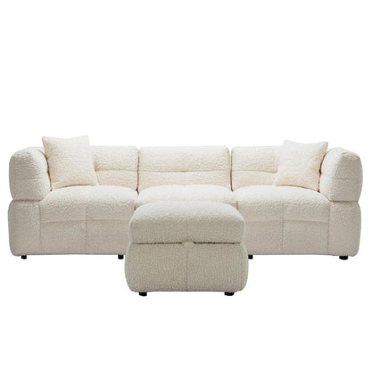 Canapé d'angle 4 places en tissu 87,7 avec pouf amovible, 2 ports USB et 2 coussins lombaires, idéal pour le salon