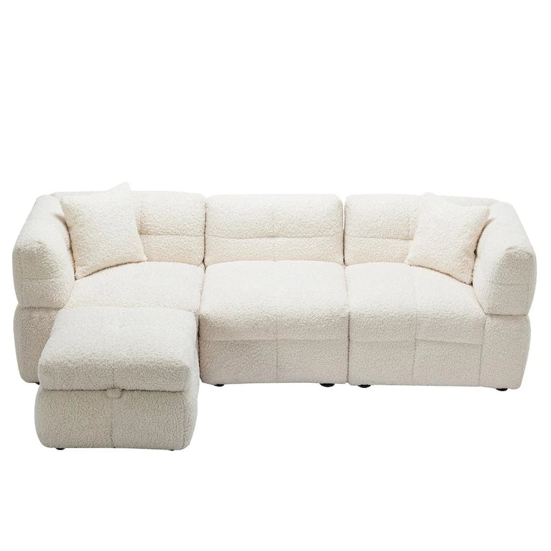 Canapé d'angle 4 places en tissu 87,7 avec pouf amovible, 2 ports USB et 2 coussins lombaires, idéal pour le salon