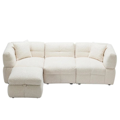 Canapé d'angle 4 places en tissu 87,7 avec pouf amovible, 2 ports USB et 2 coussins lombaires, idéal pour le salon