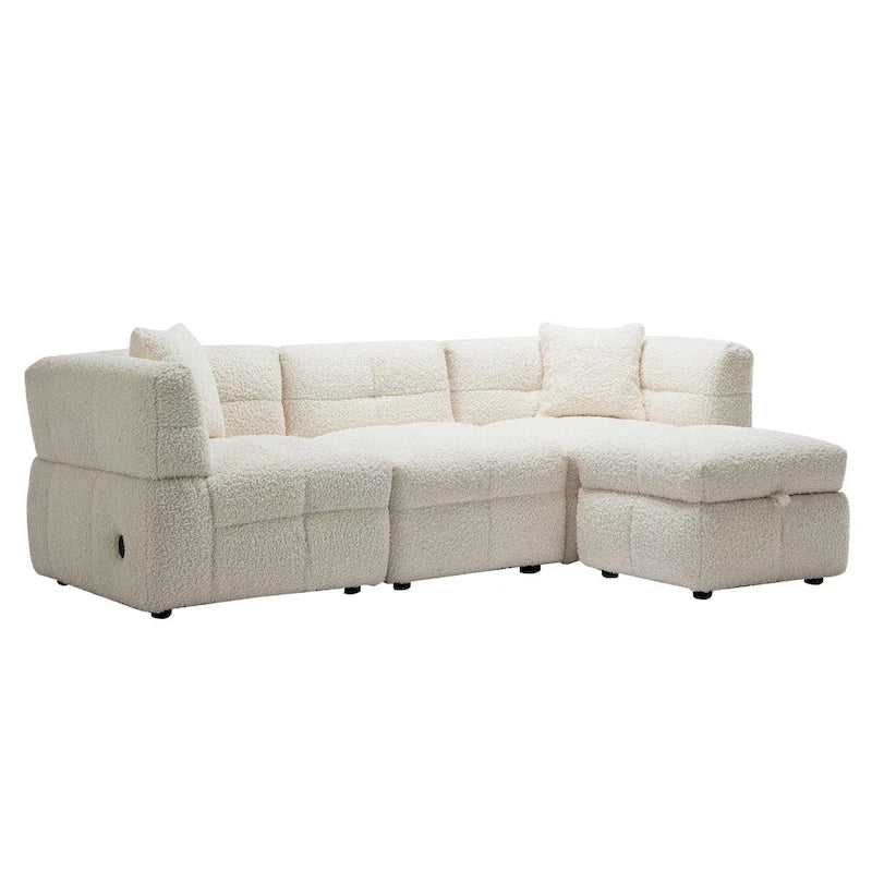 Canapé d'angle 4 places en tissu 87,7 avec pouf amovible, 2 ports USB et 2 coussins lombaires, idéal pour le salon