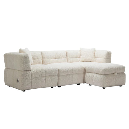 Canapé d'angle 4 places en tissu 87,7 avec pouf amovible, 2 ports USB et 2 coussins lombaires, idéal pour le salon