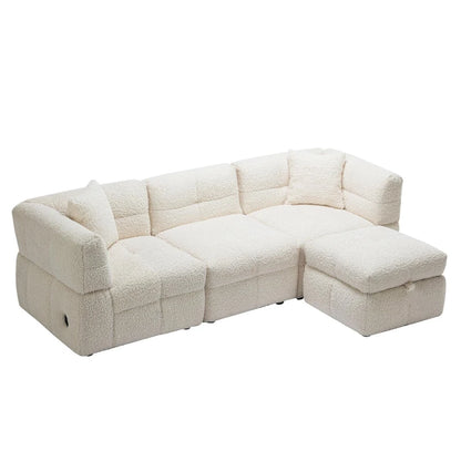 Canapé d'angle 4 places en tissu 87,7 avec pouf amovible, 2 ports USB et 2 coussins lombaires, idéal pour le salon