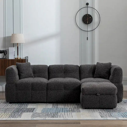 Canapé d'angle 4 places en tissu 87,7 avec pouf amovible, 2 ports USB et 2 coussins lombaires, idéal pour le salon