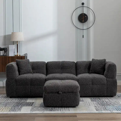 Canapé d'angle 4 places en tissu 87,7 avec pouf amovible, 2 ports USB et 2 coussins lombaires, idéal pour le salon