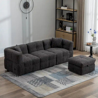 Canapé d'angle 4 places en tissu 87,7 avec pouf amovible, 2 ports USB et 2 coussins lombaires, idéal pour le salon