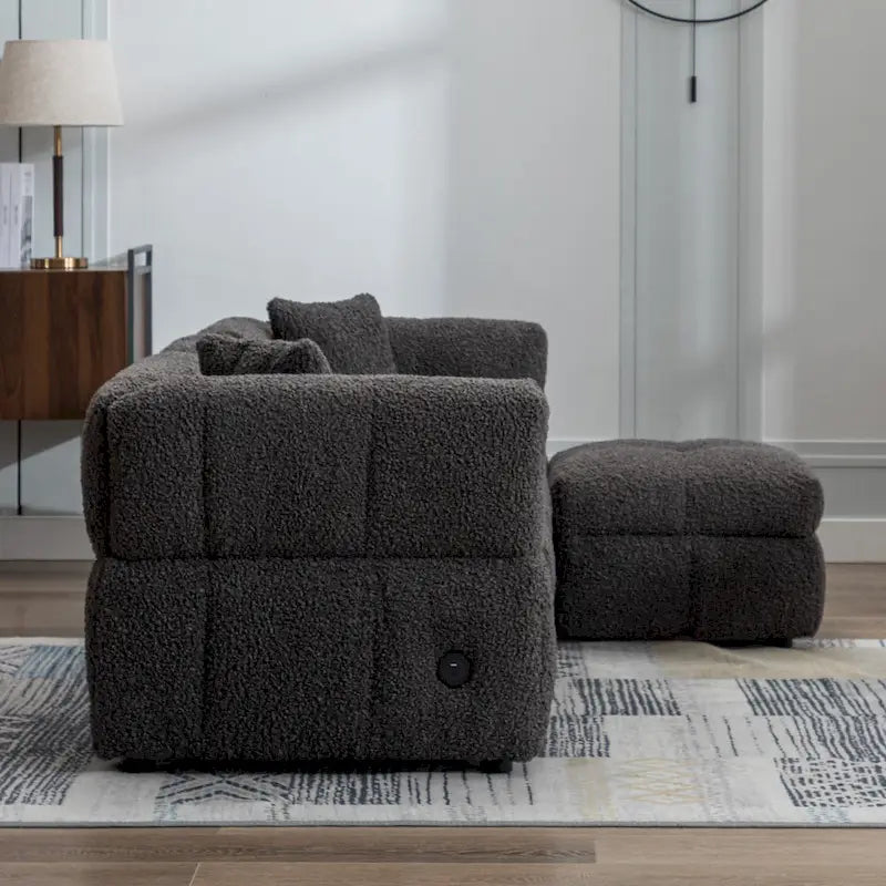 Canapé d'angle 4 places en tissu 87,7 avec pouf amovible, 2 ports USB et 2 coussins lombaires, idéal pour le salon