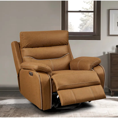 Fauteuil inclinable gris à double moteur avec rotation à 240°, fonction bascule, ports USB et appui-tête réglable