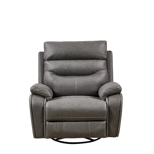 Fauteuil inclinable gris à double moteur avec rotation à 240°, fonction bascule, ports USB et appui-tête réglable