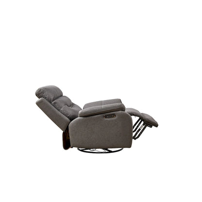Fauteuil inclinable gris à double moteur avec rotation à 240°, fonction bascule, ports USB et appui-tête réglable