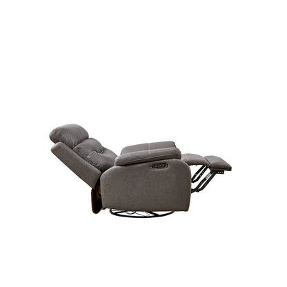 Fauteuil inclinable gris à double moteur avec rotation à 240°, fonction bascule, ports USB et appui-tête réglable