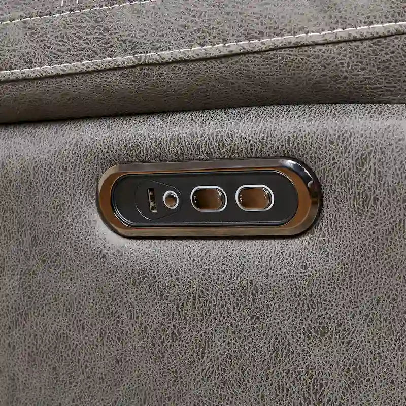 Fauteuil inclinable gris à double moteur avec rotation à 240°, fonction bascule, ports USB et appui-tête réglable