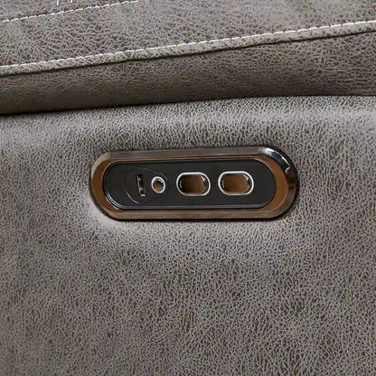 Fauteuil inclinable gris à double moteur avec rotation à 240°, fonction bascule, ports USB et appui-tête réglable