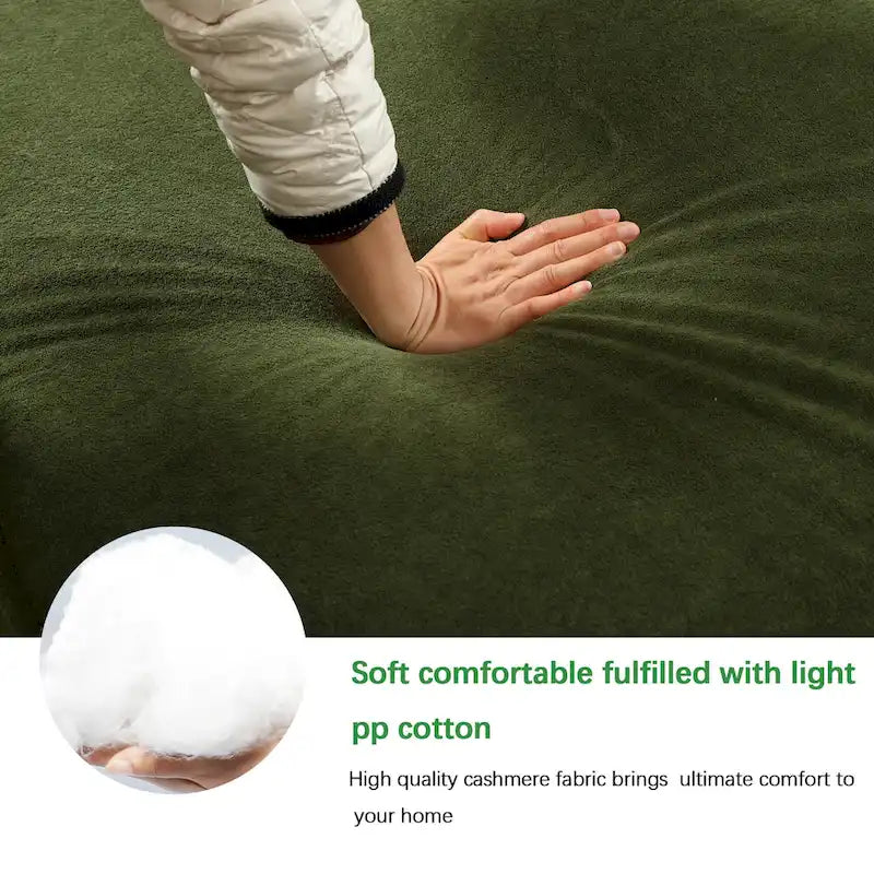 Canapé d'angle modulable minimaliste vert 129,5 cm en forme de L, 4 places avec méridienne, design modulable et polyvalent.