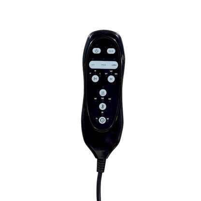 Fauteuil inclinable électrique noir, avec massage, chauffage, ports USB, support pour téléphone et poches latérales, inclinaison réglable jusqu'à 139°.