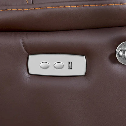 Fauteuil inclinable électrique noir, avec massage, chauffage, ports USB, support pour téléphone et poches latérales, inclinaison réglable jusqu'à 139°.