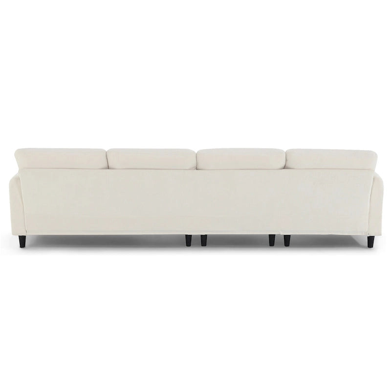Canapé d'angle convertible moderne en forme de L, 5 places, avec pouf amovible et 5 coussins, en tissu chenille moelleux.