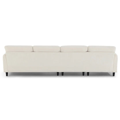 Canapé d'angle convertible moderne en forme de L, 5 places, avec pouf amovible et 5 coussins, en tissu chenille moelleux.
