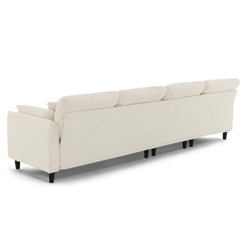 Canapé d'angle convertible moderne en forme de L, 5 places, avec pouf amovible et 5 coussins, en tissu chenille moelleux.