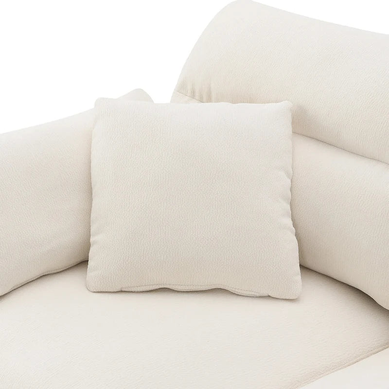 Canapé d'angle convertible moderne en forme de L, 5 places, avec pouf amovible et 5 coussins, en tissu chenille moelleux.