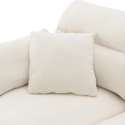 Canapé d'angle convertible moderne en forme de L, 5 places, avec pouf amovible et 5 coussins, en tissu chenille moelleux.