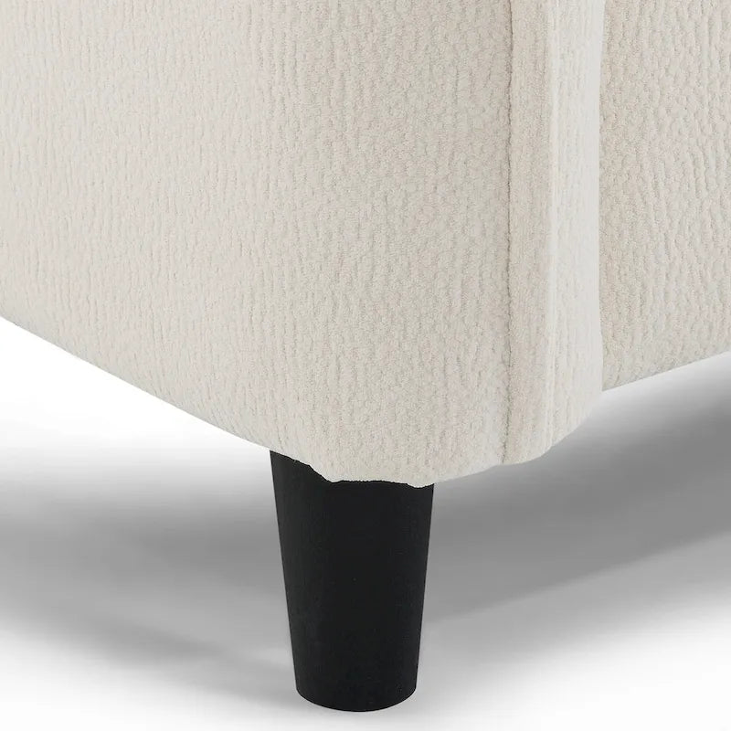 Canapé d'angle convertible moderne en forme de L, 5 places, avec pouf amovible et 5 coussins, en tissu chenille moelleux.