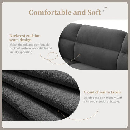 Canapé d'angle convertible moderne en forme de L, 5 places, avec pouf amovible et 5 coussins, en tissu chenille moelleux.