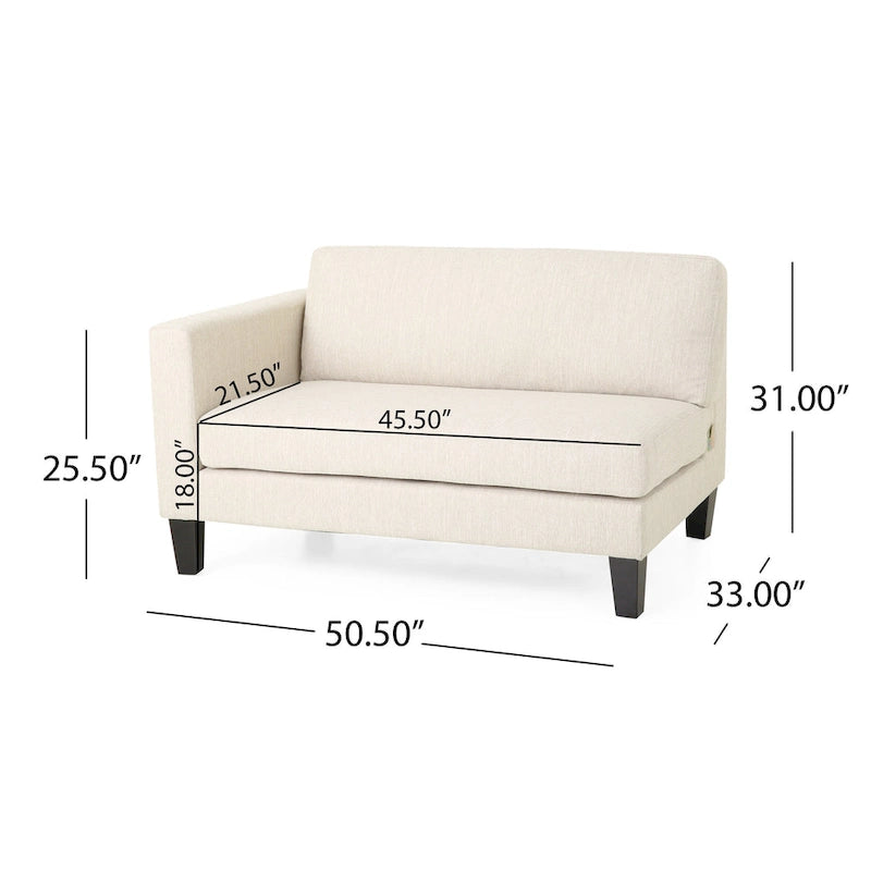 Canapé 3 places beige moderne 101 avec pieds en bois et deux coussins pour salon