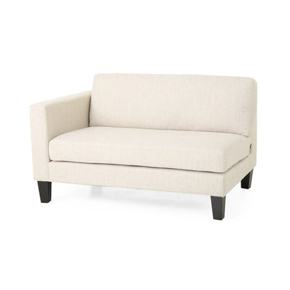 Canapé 3 places beige moderne 101 avec pieds en bois et deux coussins pour salon