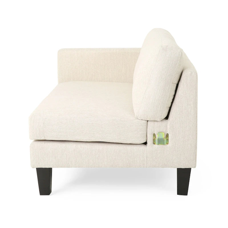 Canapé 3 places beige moderne 101 avec pieds en bois et deux coussins pour salon