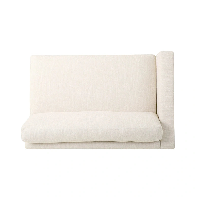 Canapé 3 places beige moderne 101 avec pieds en bois et deux coussins pour salon